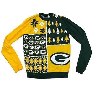 NFL GREEN BAY PACKERS Ugly Christmas Sweater Mens SIZE Large - EUC Go Pack Go!